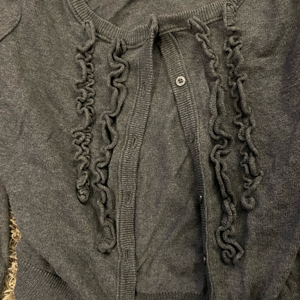 Mossimo Gray Ruffled Cardigan - Picture 2 of 4